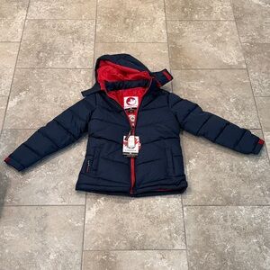 NWT Women's Med Canada Weather Gear Navy & Red SnowJacket Removable Hood